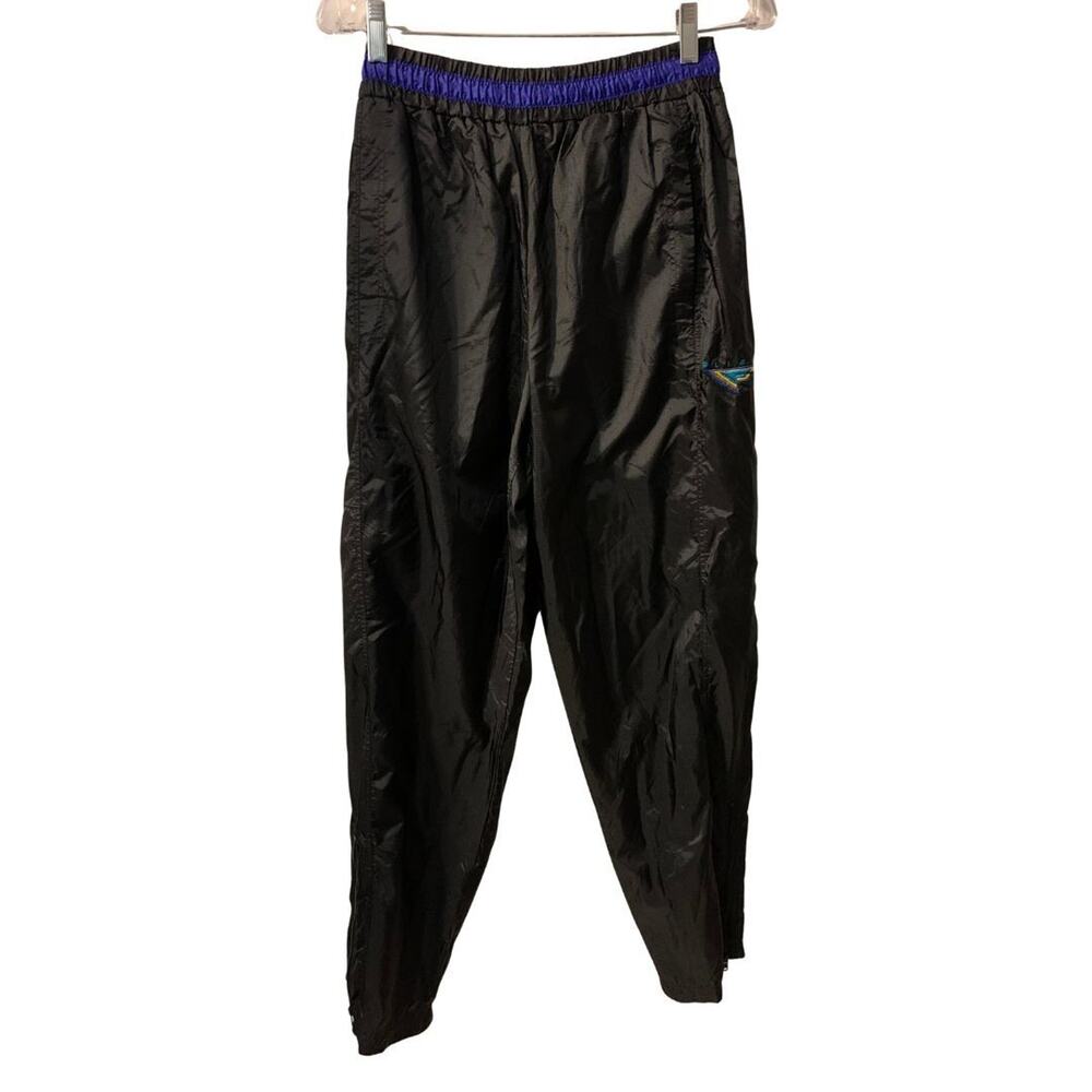 Nike Vintage Mens 90s Nylon Windpants Size M Logo Black Ankle Zips Sporty Retro